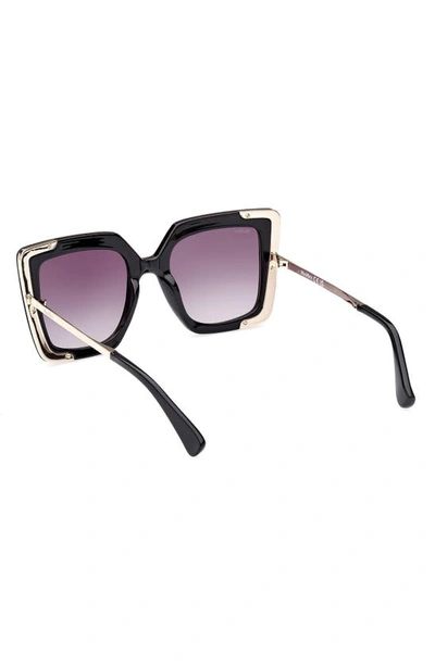 Shop Max Mara Square Sunglasses In Shiny Black / Gradient Smoke