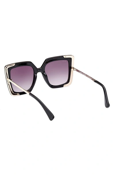 Max Mara Design 52mm Cat Eye Sunglasses In Shiny Black / Gradient Smoke