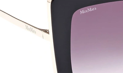 Max Mara Design 52mm Cat Eye Sunglasses In Shiny Black / Gradient Smoke