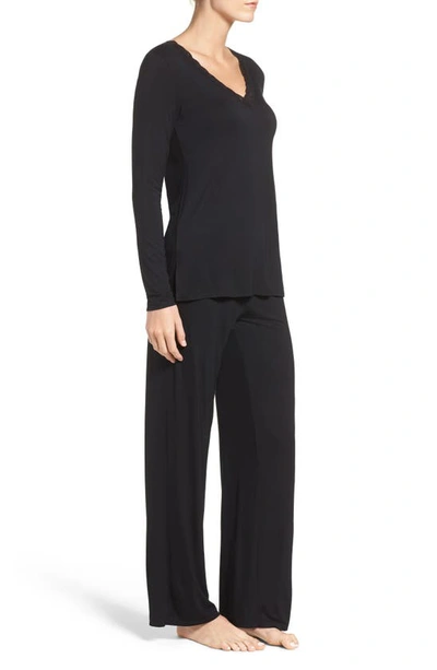 Shop Natori Feathers Pajamas In Black