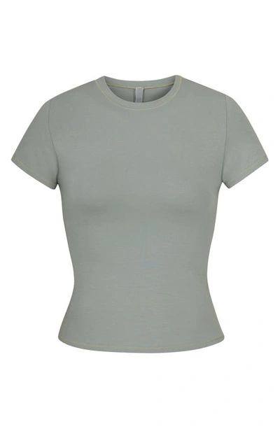 Shop Skims Stretch Cotton T-shirt In Mineral