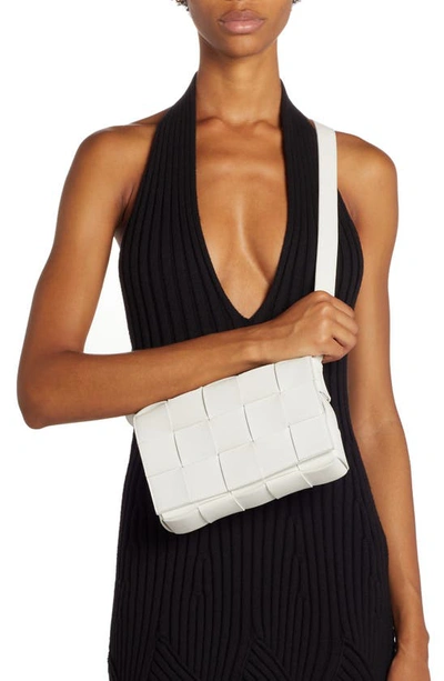 Bottega Veneta Small Padded Cassette Intrecciato Leather Crossbody Bag In White-gold