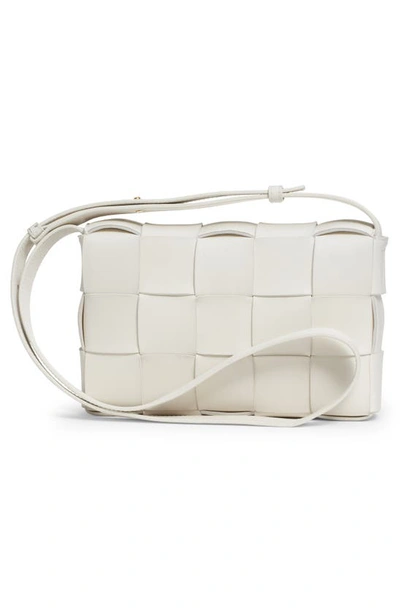 Bottega Veneta Small Padded Cassette Intrecciato Leather Crossbody Bag In White-gold