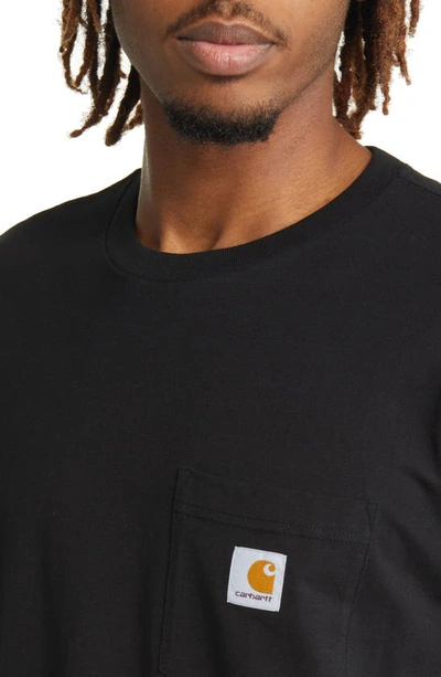 Shop Carhartt Logo Pocket T-shirt In Black