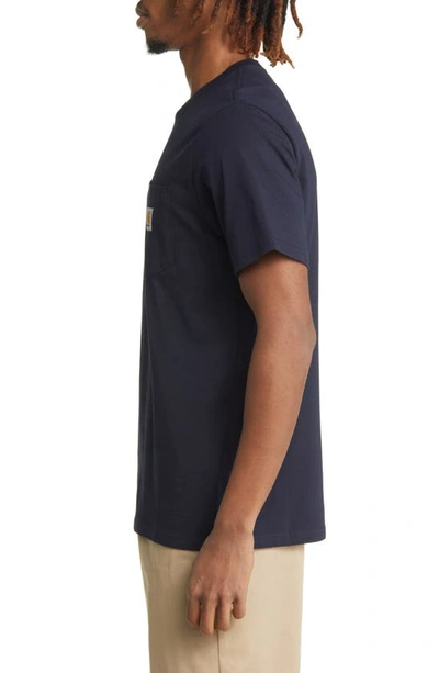 Shop Carhartt Work In Progress Logo Pocket T-shirt In Dark Navy