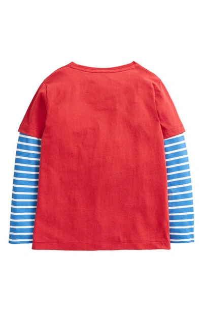 Mini Boden Kids' Bulldog Appliqué Layered Cotton T-shirt In Rockabilly Red Bulldog