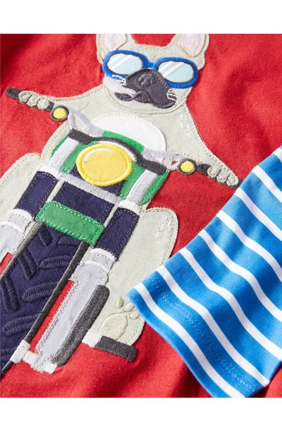 Mini Boden Kids' Bulldog Appliqué Layered Cotton T-shirt In Rockabilly Red Bulldog