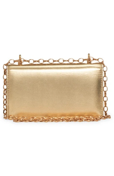 Shop Dolce & Gabbana Logo Metallic Leather Crossbody Bag In 89869 Light Gold