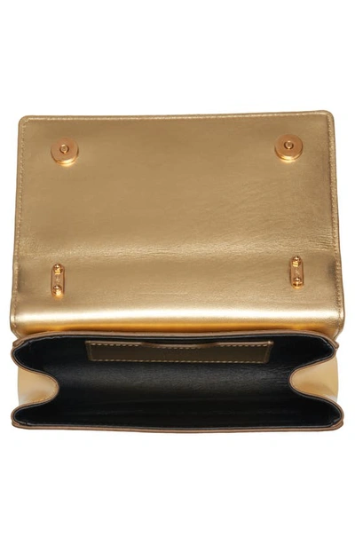 Shop Dolce & Gabbana Logo Metallic Leather Crossbody Bag In 89869 Light Gold