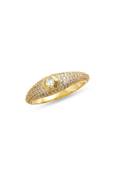 Shop Luv Aj Pavé Signet Ring In Gold