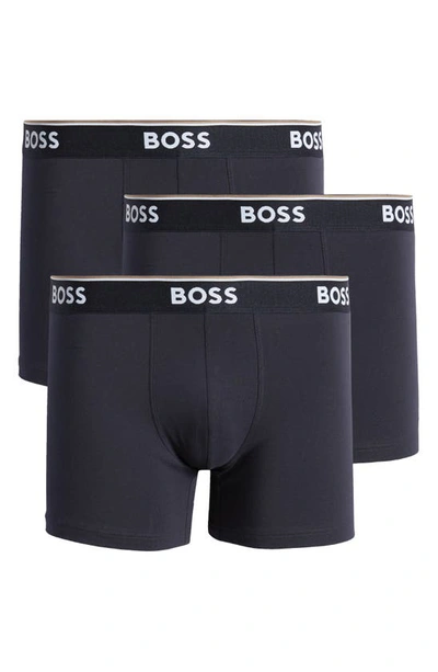 Shop Hugo Boss 3-pack Power Stretch Cotton Boxer Briefs In Deep Blue
