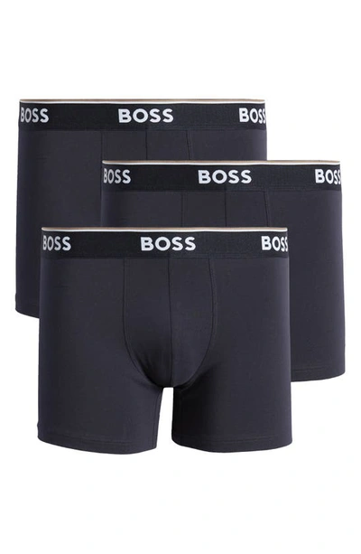 Shop Hugo Boss Boss 3-pack Power Stretch Cotton Boxer Briefs In Deep Blue