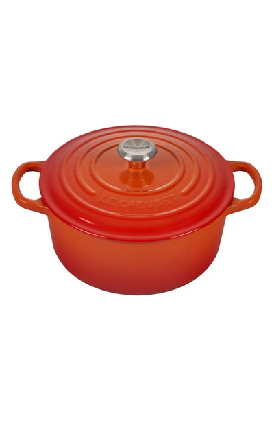 Shop Le Creuset 3 1/2-quart Signature Round Enamel Cast Iron French/dutch Oven In Flame