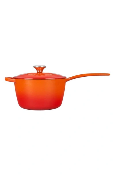 Shop Le Creuset Signature 2.25-quart Enameled Cast Iron Saucepan In Flame