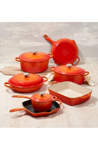 Shop Le Creuset Signature 2.25-quart Enameled Cast Iron Saucepan In Flame