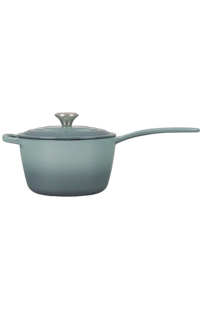 Shop Le Creuset Signature 2.25-quart Enameled Cast Iron Saucepan In Sea Salt