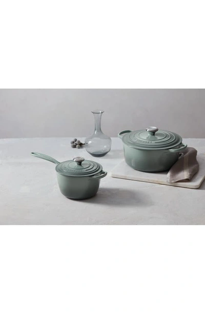 Shop Le Creuset Signature 2.25-quart Enameled Cast Iron Saucepan In Sea Salt