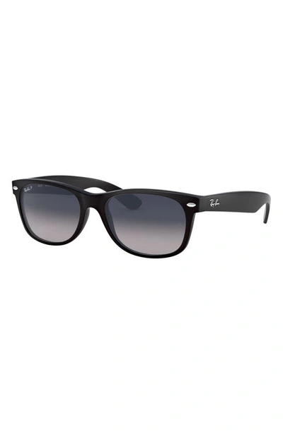 Shop Ray Ban New Wayfarer 52mm Rectangular Sunglasses In Matte Black/blue Grey Gradient