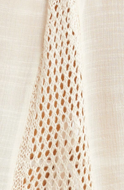 Elan Crochet Tie Front Cover-up Top In Natural