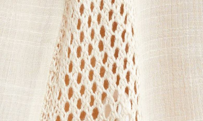 Elan Crochet Tie Front Cover-up Top In Natural