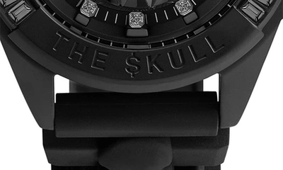 Shop Philipp Plein The $kull Crystal Silicone Strap Watch, 44mm In Black 2