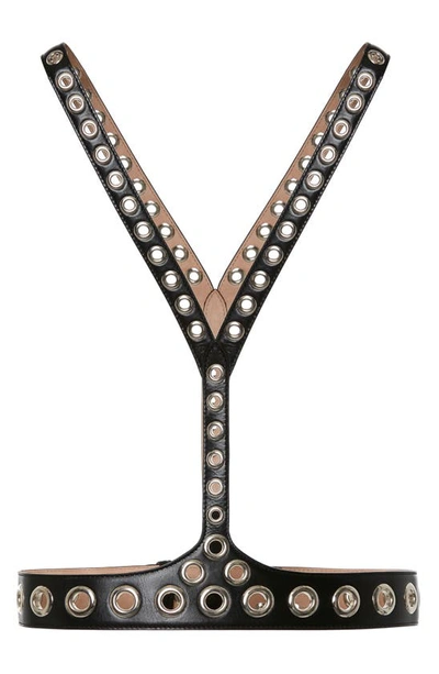Shop Alexander Mcqueen The V Eyelet Leather Harness In Black
