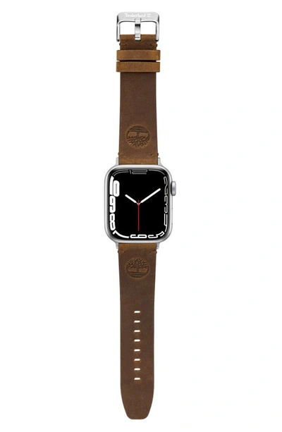 Shop Timberland Leather 22mm Smartwatch Watchband In Brown