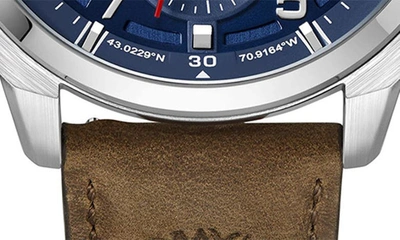Shop Timberland Henniker Ii Multifunction Leather Strap Watch, 46mm In Brown