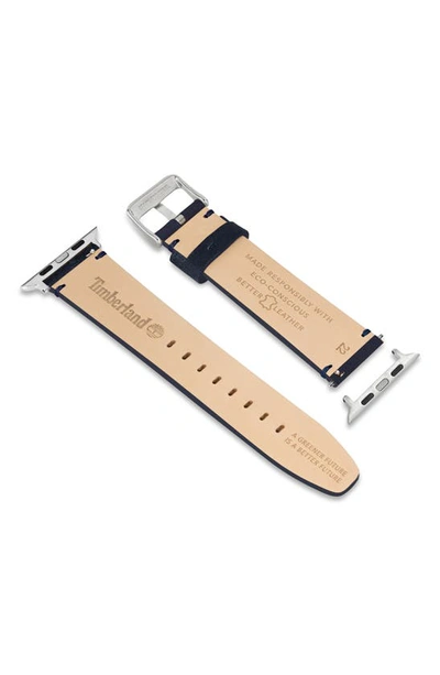 Shop Timberland Leather 22mm Smart Watch Watchband In Blue