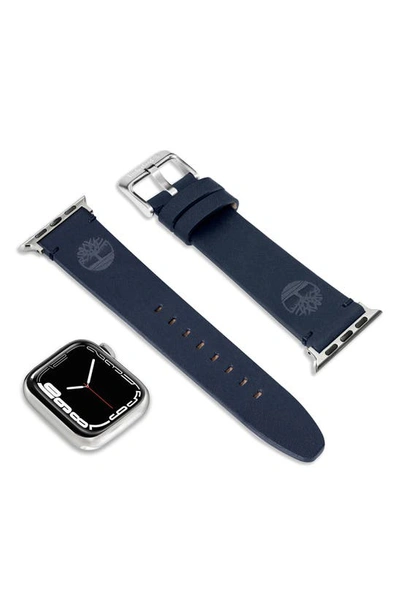 Shop Timberland Leather 22mm Smart Watch Watchband In Blue