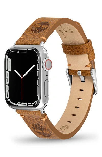 Shop Timberland Leather 22mm Smart Watch Watchband In Wheat