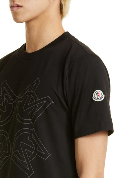 Shop Moncler Interlocking Logo Cotton Graphic Tee In Black