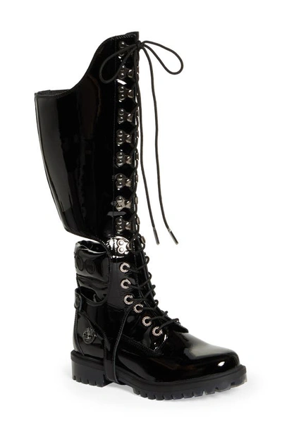 Shop Jimmy Choo X Timberland Crystal Eyelet Convertible Shaft Boot In Black