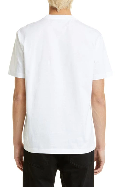 Shop Versace Fleur Embroidered Logo Graphic Tee In White/ Black