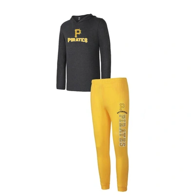 Shop Concepts Sport Heather Gold/heather Charcoal Pittsburgh Pirates Meter Pullover Hoodie & Joggers Set