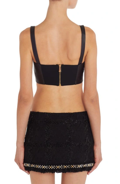 Versace Embellished Leather Bustier Top In Nero