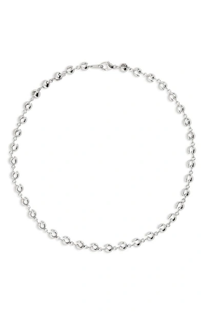 Shop Coperni Logo Charm Choker Necklace In Silver