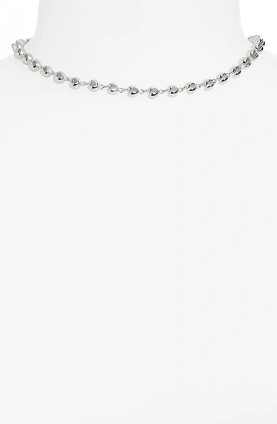 Shop Coperni Logo Charm Choker Necklace In Silver