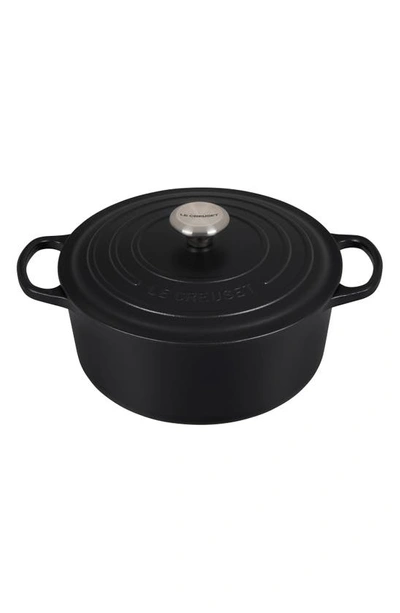 Shop Le Creuset Signature 5 1/2 Quart Round Enamel Cast Iron French/dutch Oven In Licorice