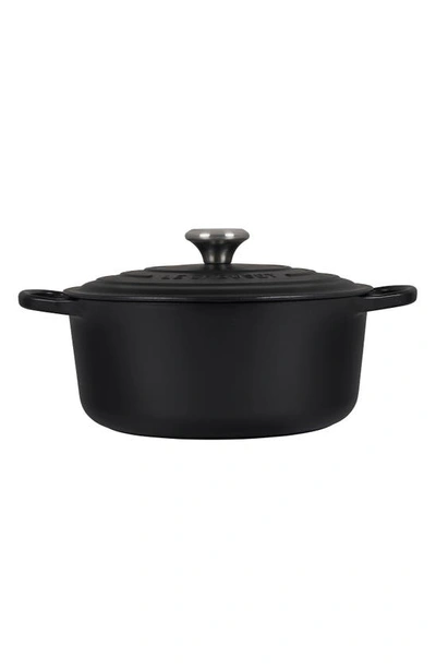 Shop Le Creuset Signature 5 1/2 Quart Round Enamel Cast Iron French/dutch Oven In Licorice