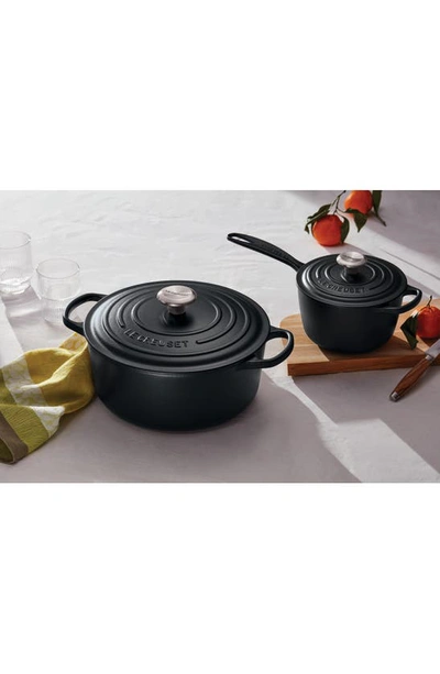 Shop Le Creuset Signature 5 1/2 Quart Round Enamel Cast Iron French/dutch Oven In Licorice