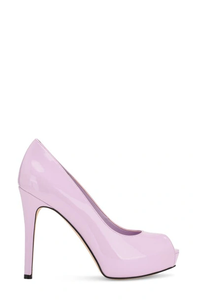 Shop Nine West Hethr Peep Toe Platform Pump In Light Purple