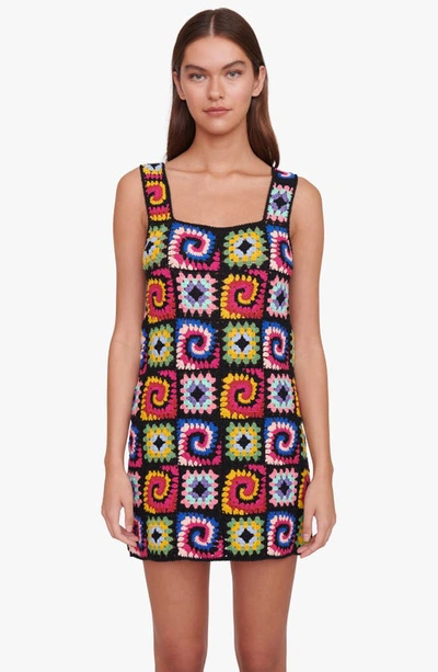 Shop Staud Psychedelic Crochet Minidress In Acid Rainbow