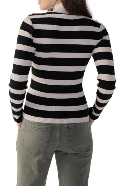 Sanctuary Lean In Button Shoulder Stripe Rib Sweater In Tmbs