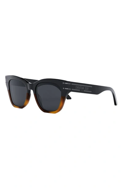 Shop Dior 'signature B4i 52mm Butterfly Sunglasses In Shiny Black / Smoke