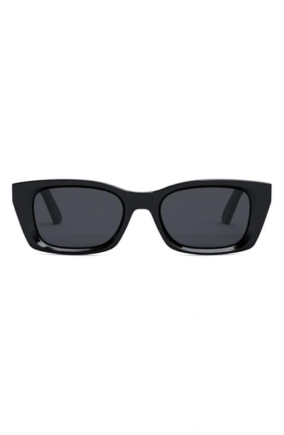 Shop Dior 'midnight S3i 52mm Rectangular Sunglasses In Shiny Black / Smoke