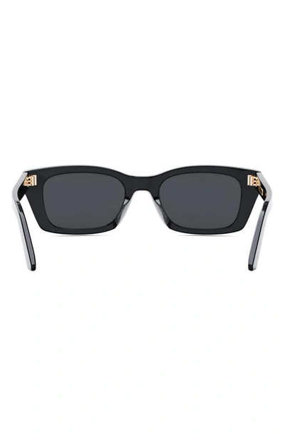 Shop Dior 'midnight S3i 52mm Rectangular Sunglasses In Shiny Black / Smoke