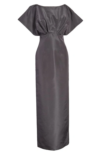 Shop Carolina Herrera Fan Bodice Silk Column Gown In Black