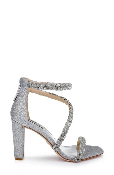 Shop Badgley Mischka Fenix Embellished Ankle Strap Sandal In Silver
