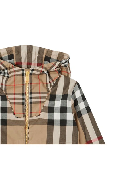 Shop Burberry Kids' Wilbur Check Hooded Jacket In Archive Beige Ip Chk